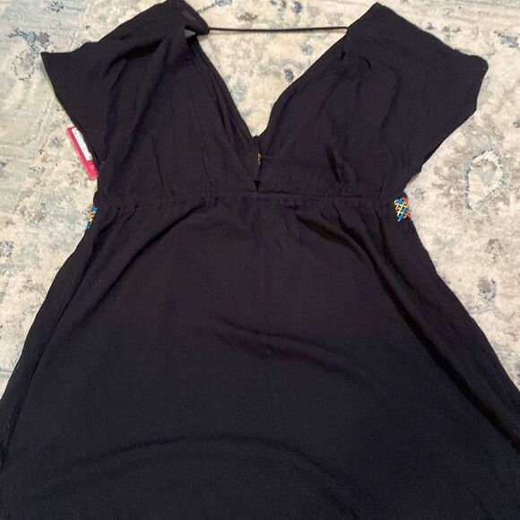 New W Tags Xhilaration Black Embroidered Top / Bathing Suit Coverup - Picture 13 of 14